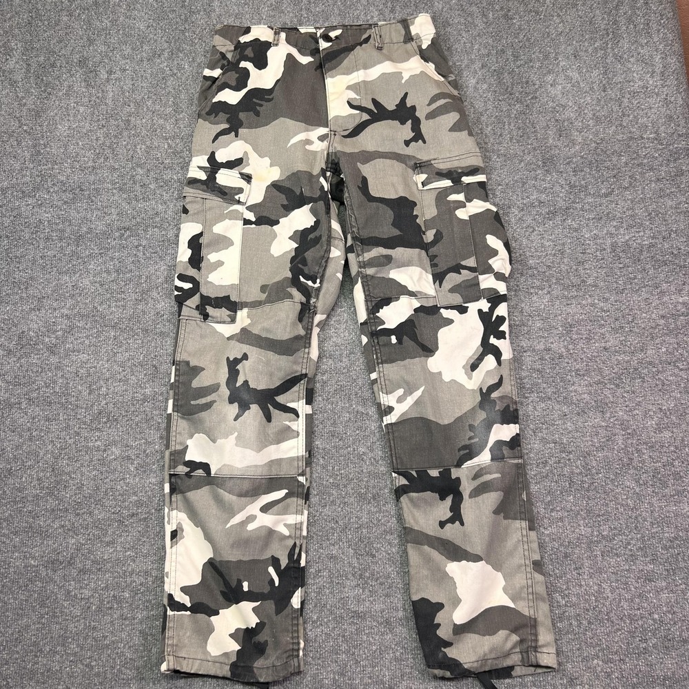 Army Tactical Combat Pants Mens Small Gray Camo Cargo Adjustable Waist Atlanco